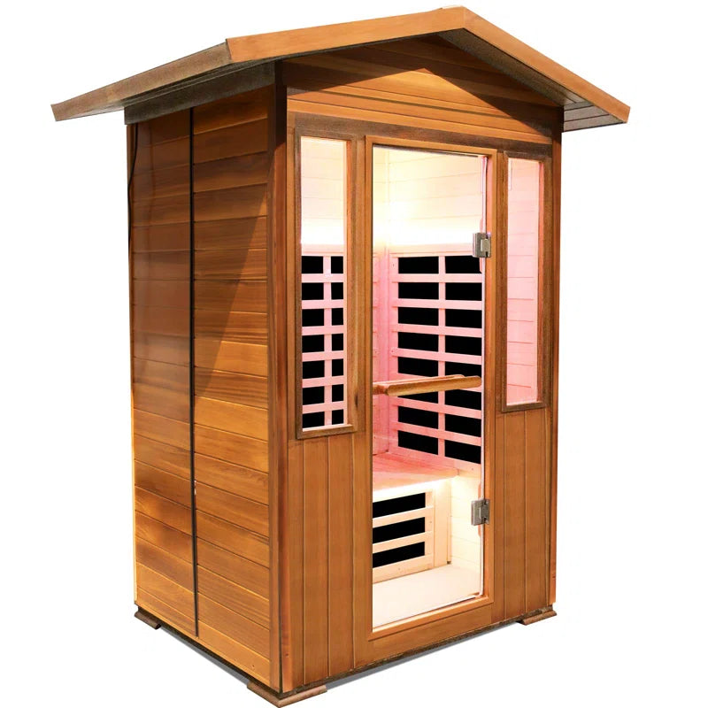 Outdoor Sauna Far Infrared Saunas Red Cedar and Canadian Hemlock Spa 1800W Low-Emf for Two Person